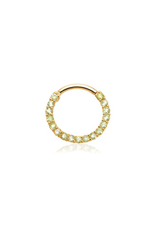 Solid 14ct Gold Front Facing Hinged Daith & Septum Ring with Pavé Peridot Gems - Gold