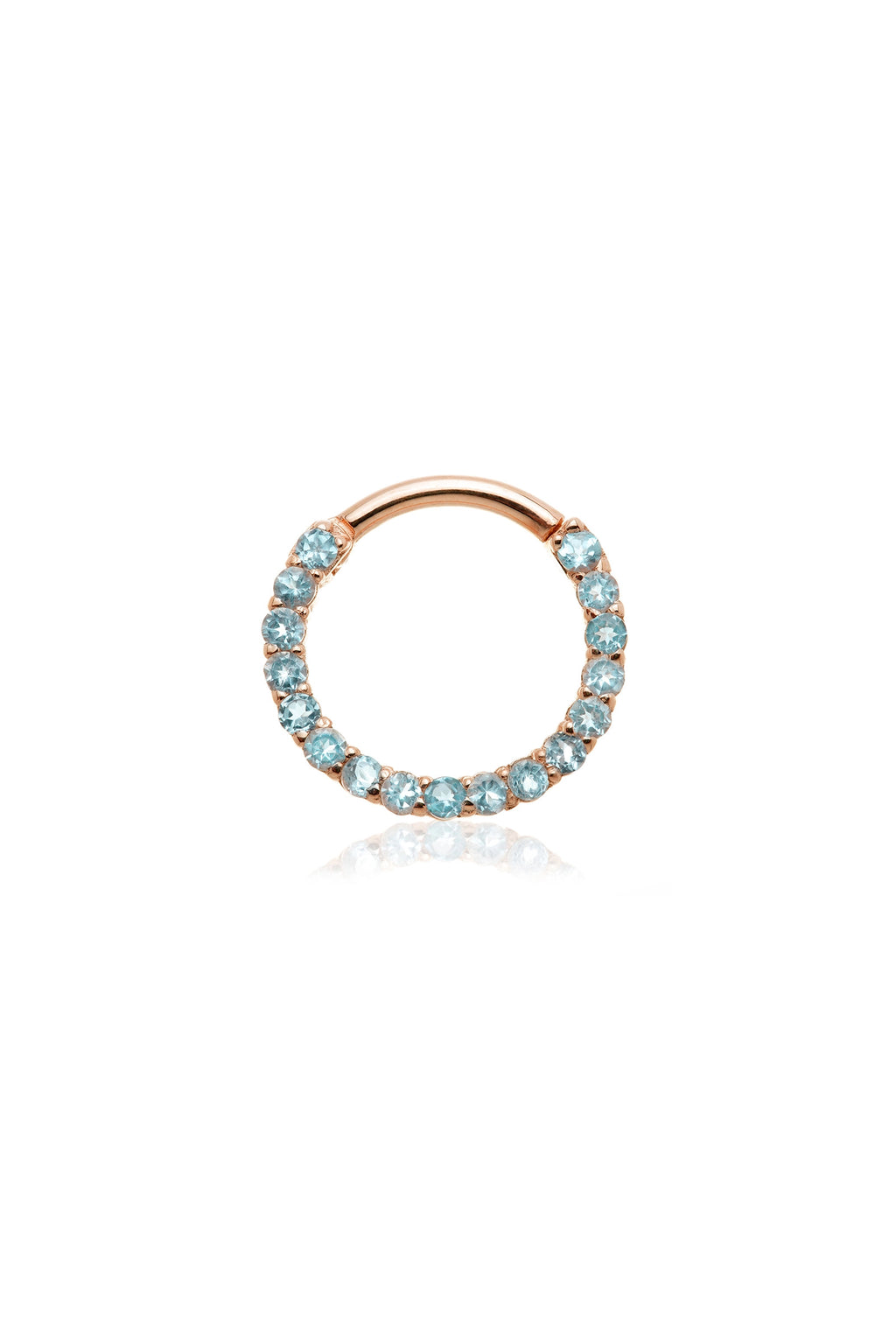Solid 14ct Gold Front Facing Hinged Daith & Septum Ring with Pavé Blue ...
