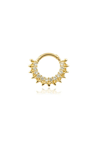 Solid Gold Pavé Gem Spike Daith Septum Ring