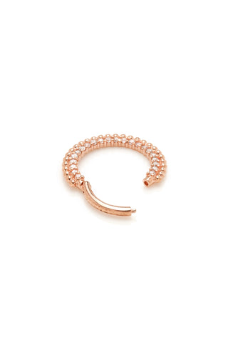 Solid Gold Pavé Gem Ball Daith & Septum Ring - Rose Gold