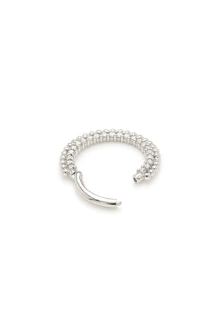 Solid Gold Pavé Gem Ball Daith & Septum Ring - White Gold