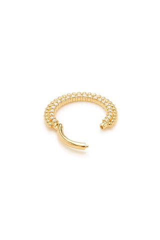Solid Gold Pavé Gem Ball Daith & Septum Ring - Gold