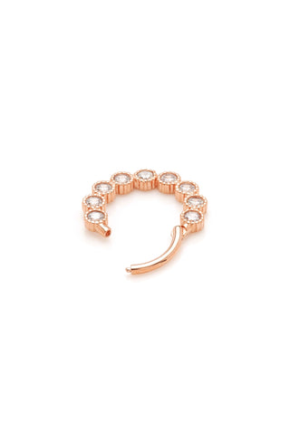 Solid Gold Jewelled Milgrain Daith & Septum Ring - Rose Gold
