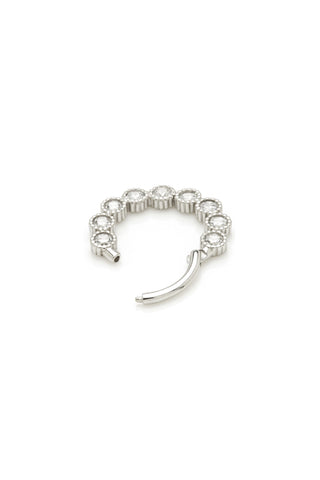 Solid Gold Jewelled Milgrain Daith & Septum Ring - White Gold