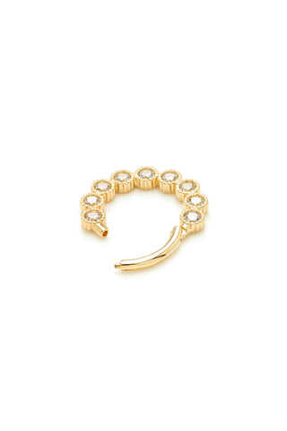 Solid Gold Jewelled Milgrain Daith & Septum Ring - Gold
