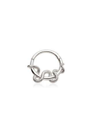 Solid White Gold Snake Daith Septum Ring