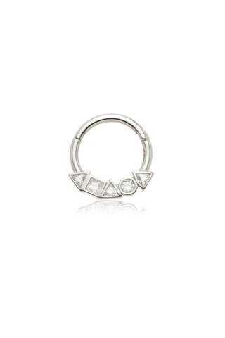Solid Gold Multi Shaped Jewelled Daith & Septum Ring - White Gold
