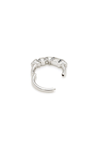 Solid Gold Multi Shaped Jewelled Daith & Septum Ring - White Gold