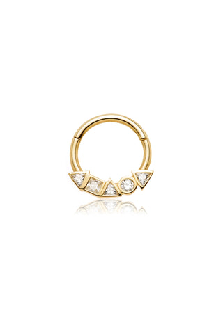Solid Gold Multi Shaped Jewelled Daith & Septum Ring - Gold
