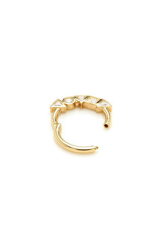 Solid Gold Multi Shaped Jewelled Daith & Septum Ring - Gold
