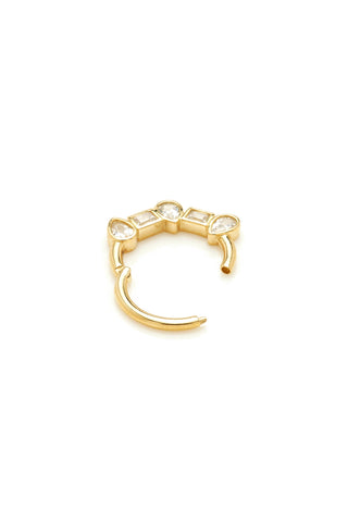 Solid Gold Square and Pear Jewelled Daith & Septum Ring - Gold