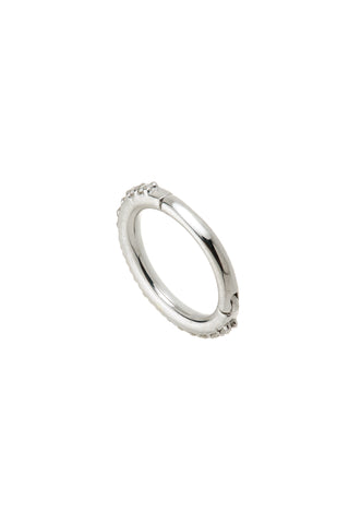 Elvina 9ct Solid White Gold Diamond Pavé Hoop Earring