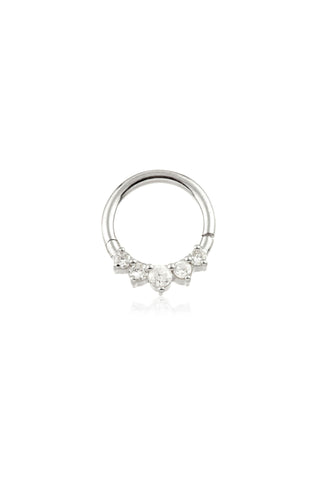 Solid 14ct White Gold Front Facing Diamond Hinge Ring