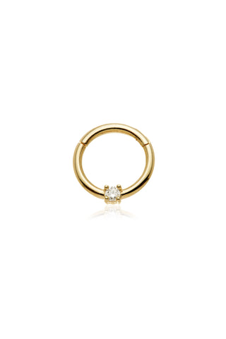 Solid 14ct Gold Hinged Daith & Septum Diamond Ring - Gold