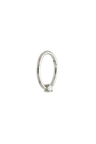 Solid 14ct Gold Hinged Daith & Septum Diamond Ring - White Gold