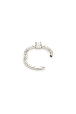 Solid 14ct Gold Hinged Daith & Septum Diamond Ring - White Gold