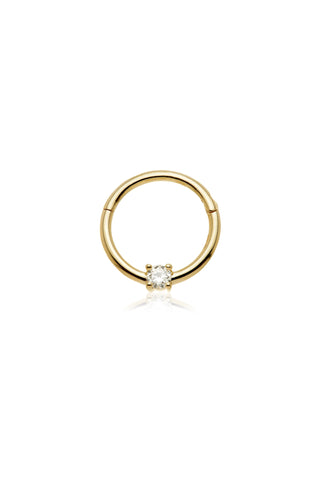 Solid 14ct Gold Hinged Daith & Septum Diamond Ring - Gold
