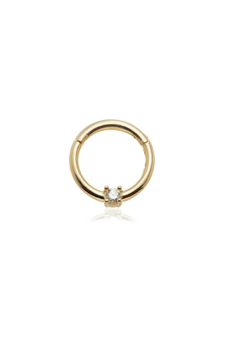 Solid 14ct Yellow Gold 2mm Diamond Prong Set Hinge Ring