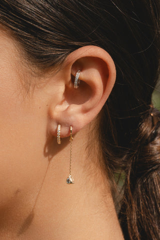 Solid 14ct Gold Hoop Diamond Earrings - Gold