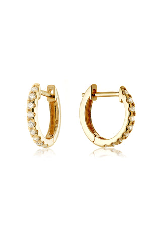 Solid 14ct Gold Hoop Diamond Earrings - Gold
