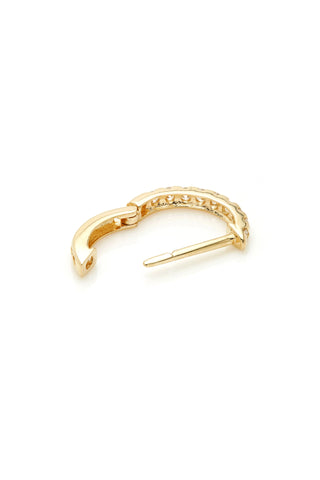 Solid 14ct Gold Hoop Diamond Earrings - Gold