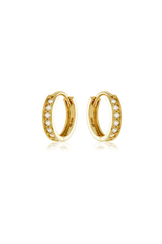 Solid 14ct Gold Diamond Huggie Earrings - Gold