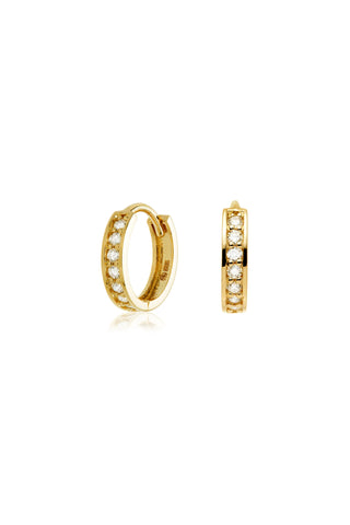Solid 14ct Gold Diamond Huggie Earrings - Gold