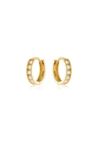 Solid 14ct Gold Diamond Huggie Earrings - Gold