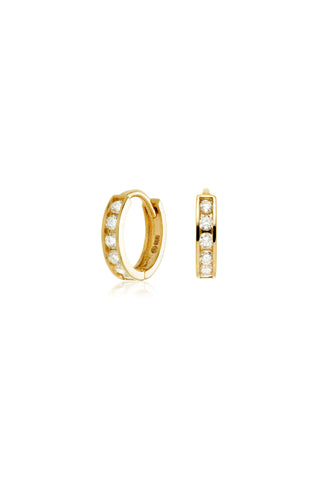 Solid 14ct Gold Diamond Huggie Earrings - Gold