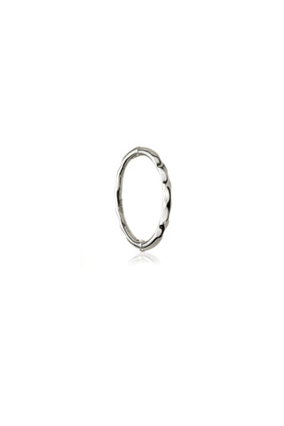 Solid 9ct Gold Patterned Hoop Earring - White Gold