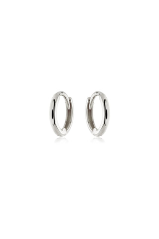 Solid 9ct Gold Plain Thin Huggies - White Gold