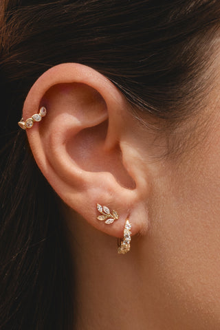 Solid Gold Multi Gem Cluster Hoop Earrings - Gold
