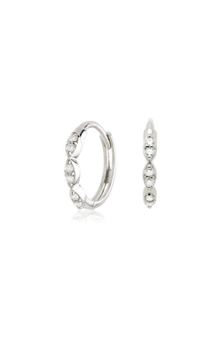 Solid 14ct Gold Marquise Diamond Hoop Earrings - White Gold