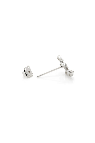 Solid 14ct Gold Marquise Diamond Climber Stud Earrings - White Gold