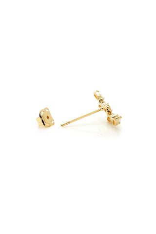 Solid 14ct Gold Marquise Diamond Climber Stud Earrings - Gold