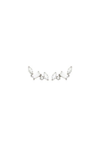 Solid 14ct Gold Diamond Cluster Stud Earrings – White Gold