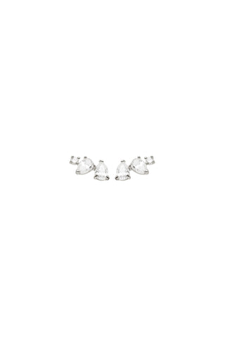 Solid 14ct Gold Pear Diamond Cluster Stud Earrings - White Gold