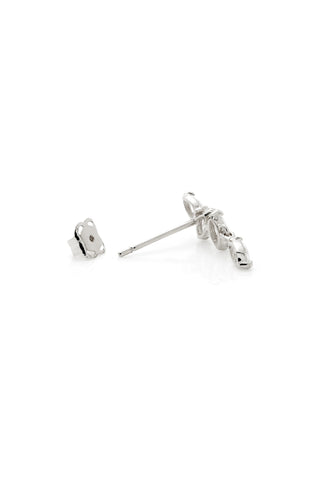 Solid 14ct Gold Hanging Marquise Diamond Stud Earrings - White Gold