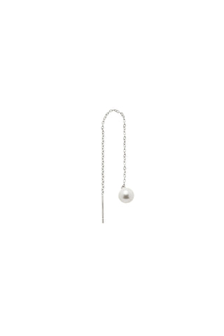 Solid Gold Threader Large Pearl Earring - White Gold