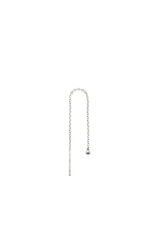 Solid Gold Ball Threader Earring - White Gold