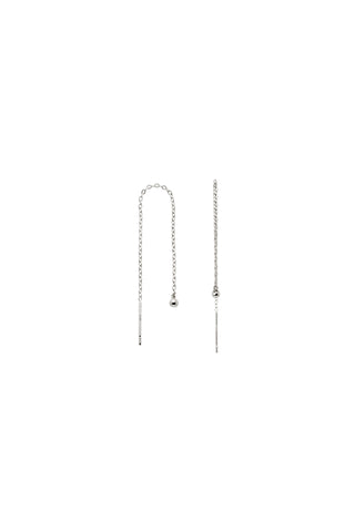 Solid Gold Ball Threader Earrings - White Gold