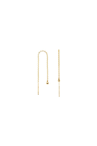 Solid Gold Ball Threader Earrings - Gold