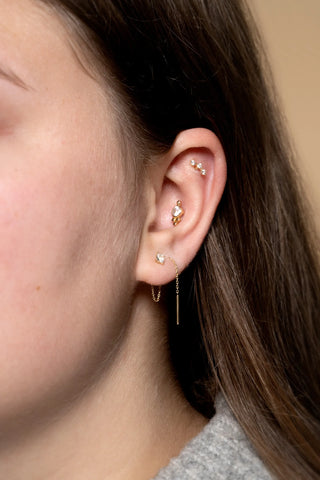 Solid Gold Square Threader Earrings - Gold