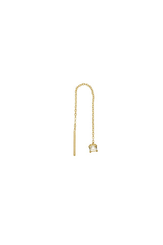 Solid Gold Square Gemstone Threader Earring - Gold