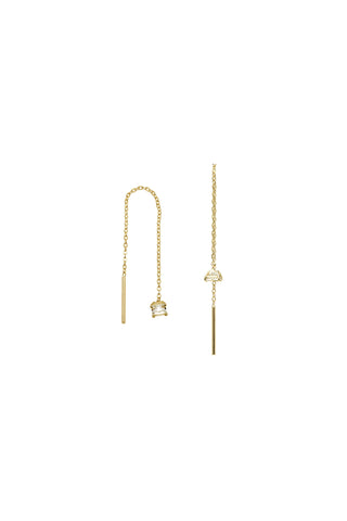 Solid Gold Square Threader Earrings - Gold
