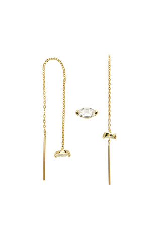 Solid Gold Marquise Jewelled Threader Earrings - Gold