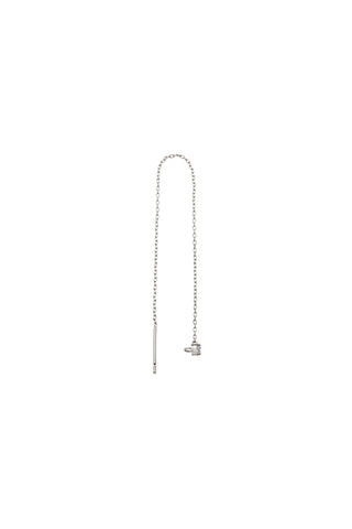Solid 14ct Gold Long Threader Diamond Earring - White Gold