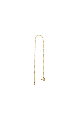 Solid 14ct Gold Long Threader Diamond Earring - Gold