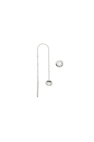 Solid 14ct Gold Threader Earring with Diamond - White Gold