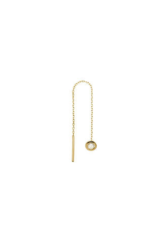 Solid 14ct Gold Threader Earring with Diamond - Gold